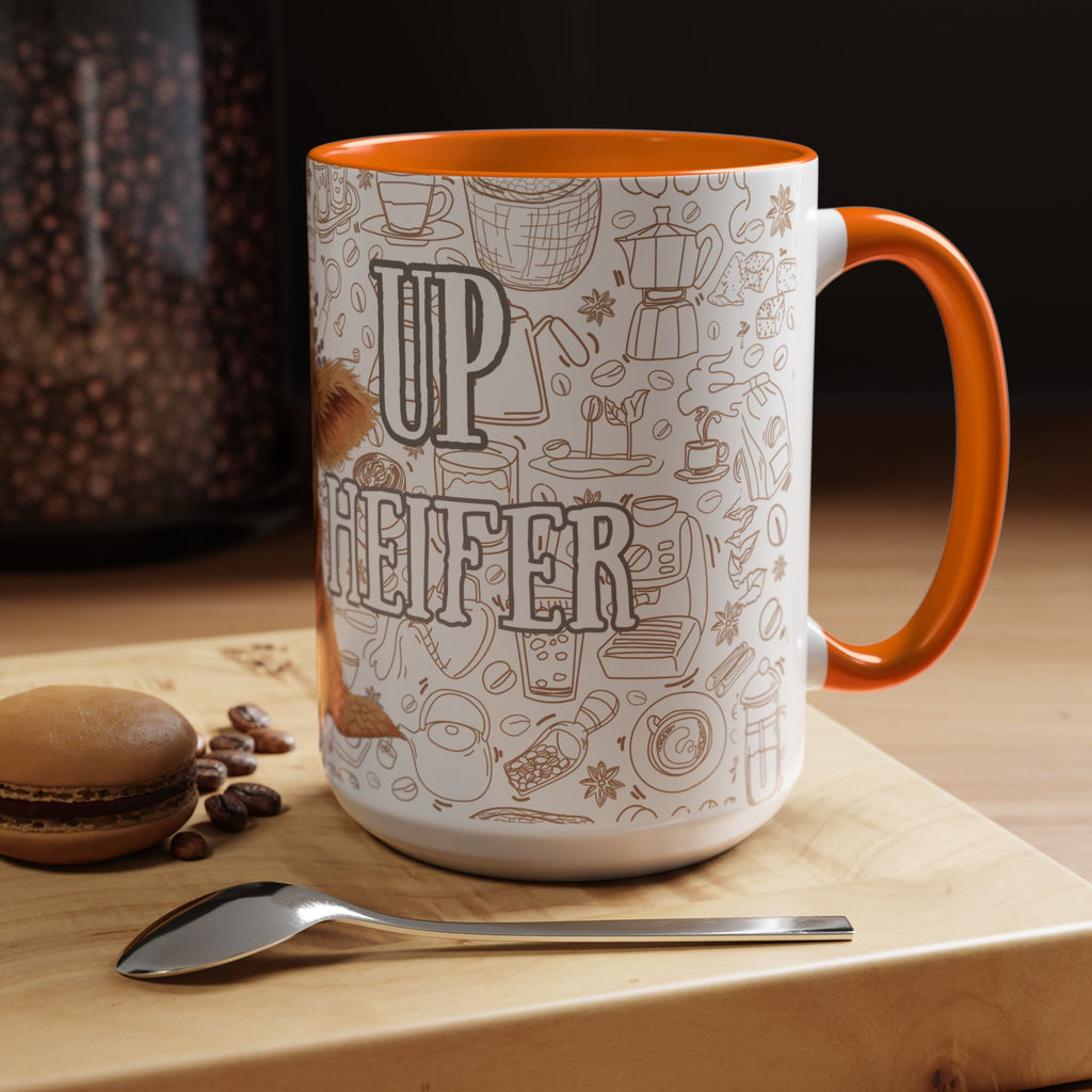 Cute Highland Cow Coffee Mug - Heffier Wake Up! Perfect Gift for Animal Lovers, Cute Mug, Kitchen Decor, Cozy Coffee Cup, Gift for Cow Lovers