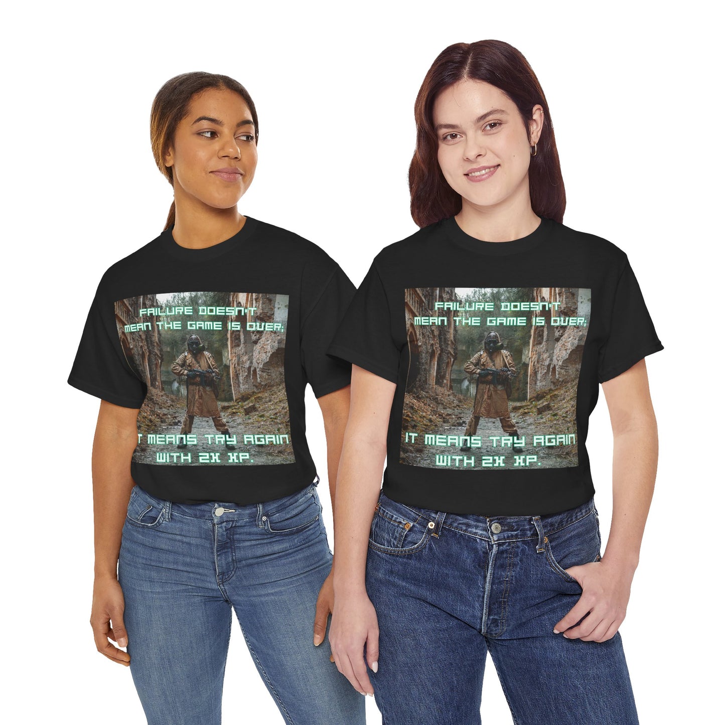 Gamer Motivational Tee - "Failure Doesn't Mean The Game Is Over" Retro RPG Graphic Shirt