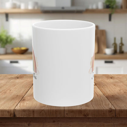Inspirational Rainbow Ceramic Mug — "Just Breathe" Coffee Cup, Gift Mug  (11oz/15oz)