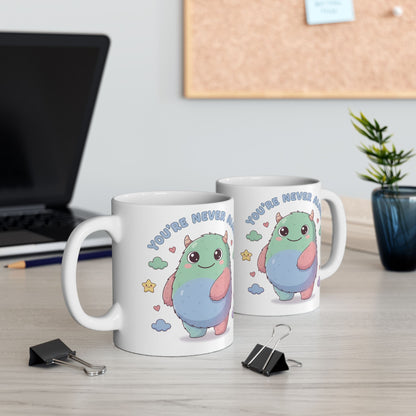 You’re Never Alone Mug – Cute Comfort Creature Ceramic Mug, Encouraging Gift Cup
