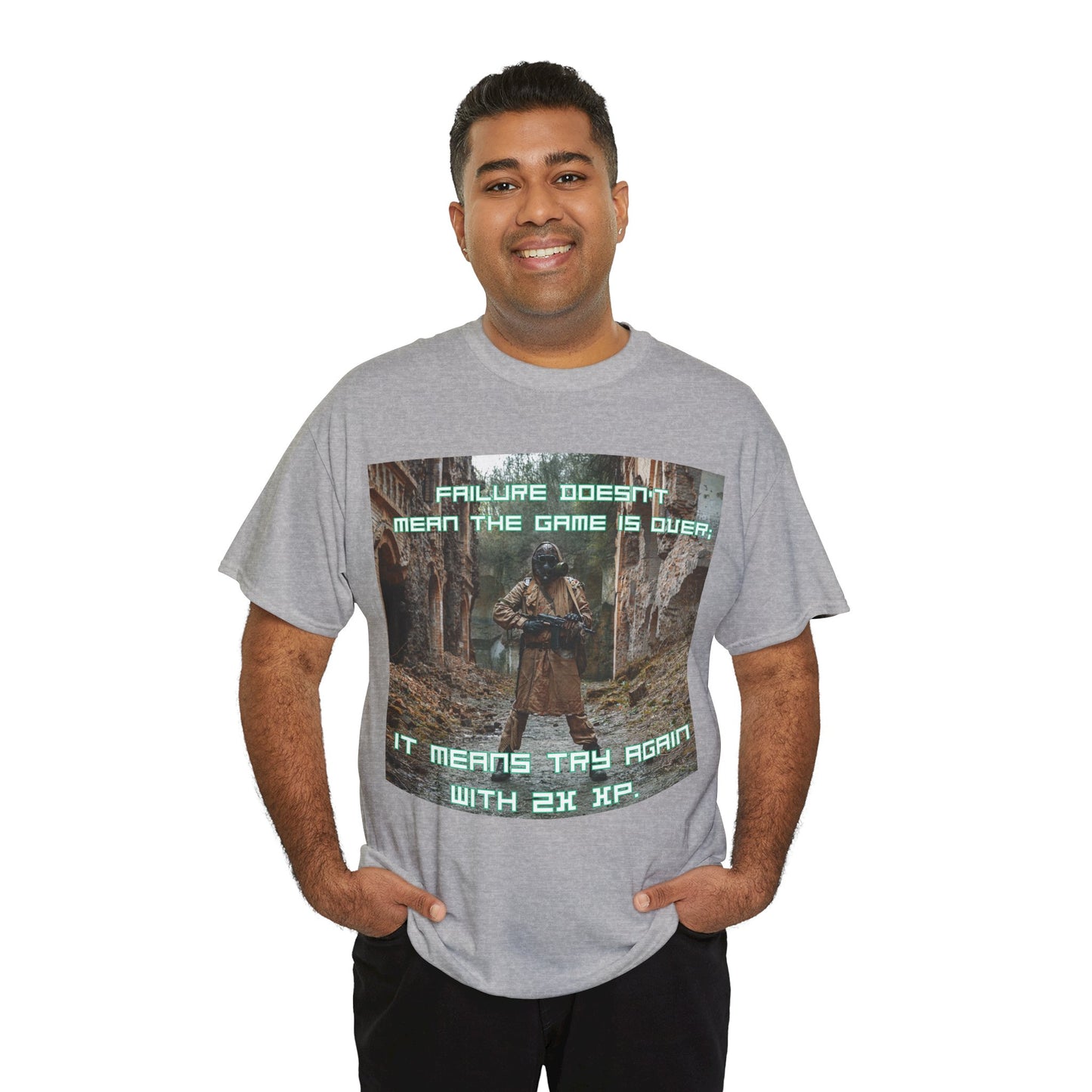 Gamer Motivational Tee - "Failure Doesn't Mean The Game Is Over" Retro RPG Graphic Shirt