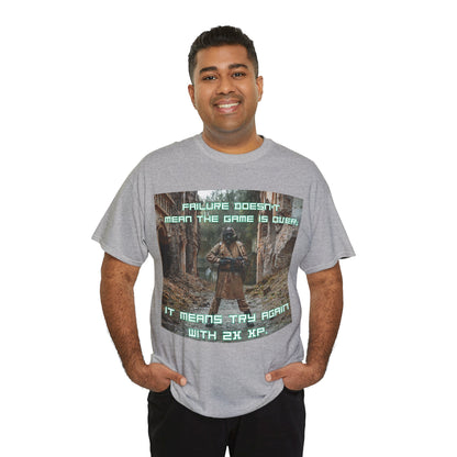 Gamer Motivational Tee - "Failure Doesn't Mean The Game Is Over" Retro RPG Graphic Shirt
