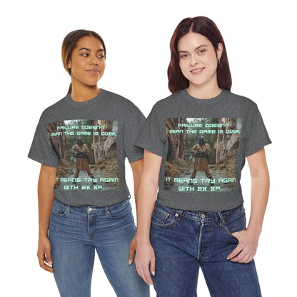 Gamer Motivational Tee - "Failure Doesn't Mean The Game Is Over" Retro RPG Graphic Shirt