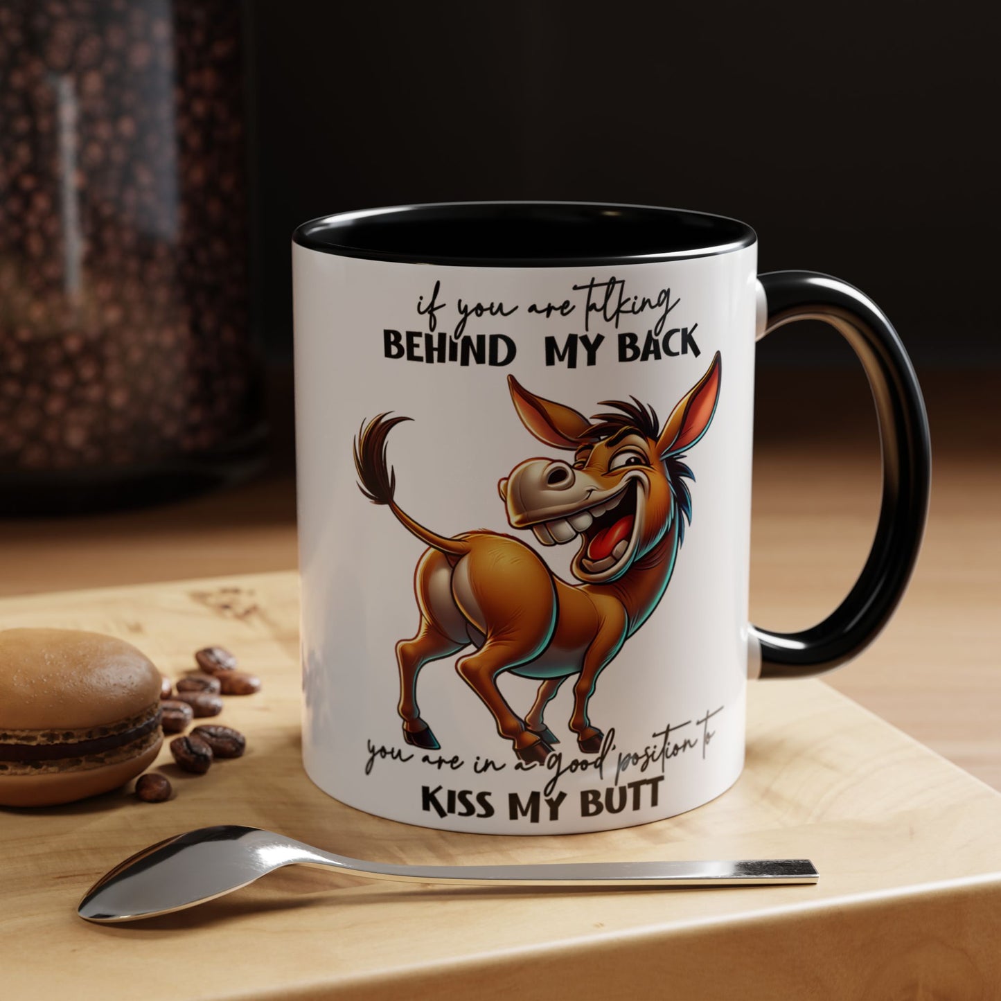 Funny Donkey 'Kiss My Butt' Accent Coffee Mug (11/15oz)