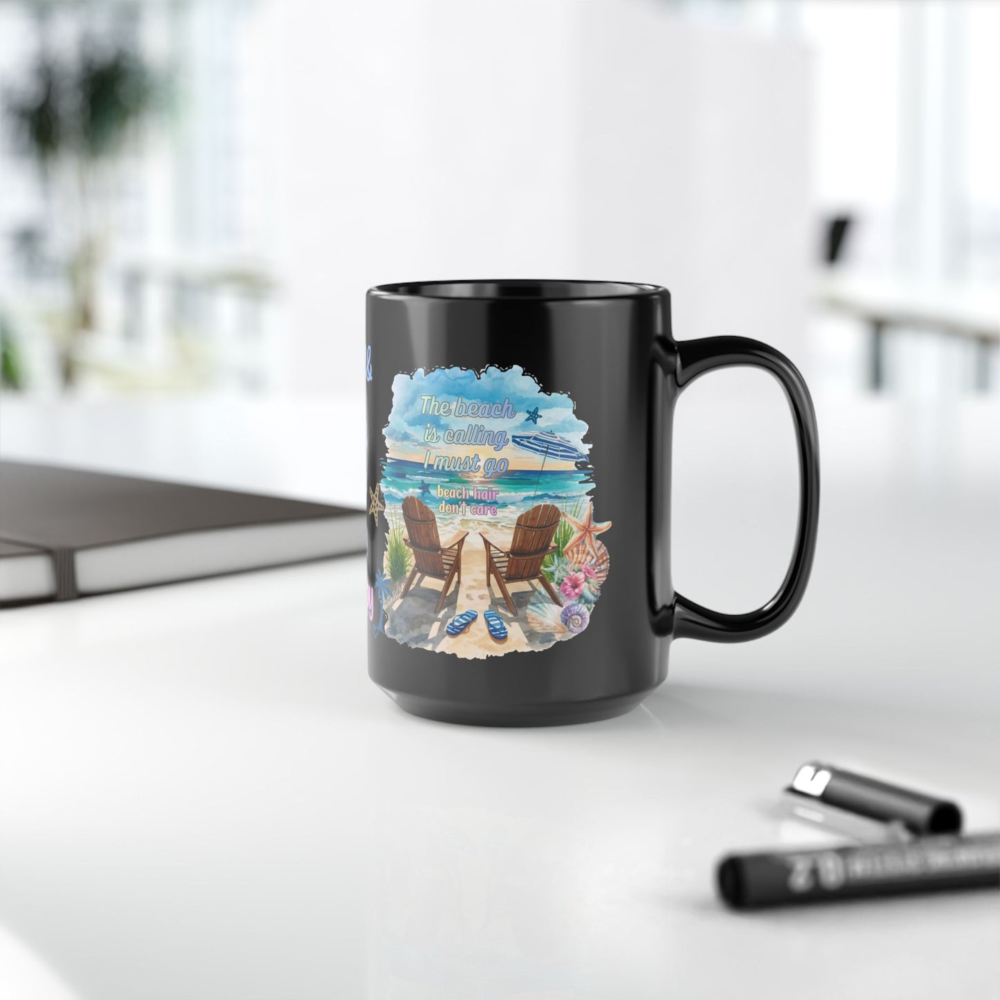 Beach Mug - "Salt & Sun Are My Therapy" Scenic Ocean Coffee Cup (11oz/15oz)