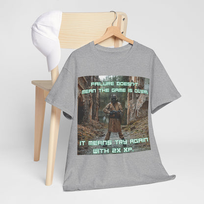 Gamer Motivational Tee - "Failure Doesn't Mean The Game Is Over" Retro RPG Graphic Shirt
