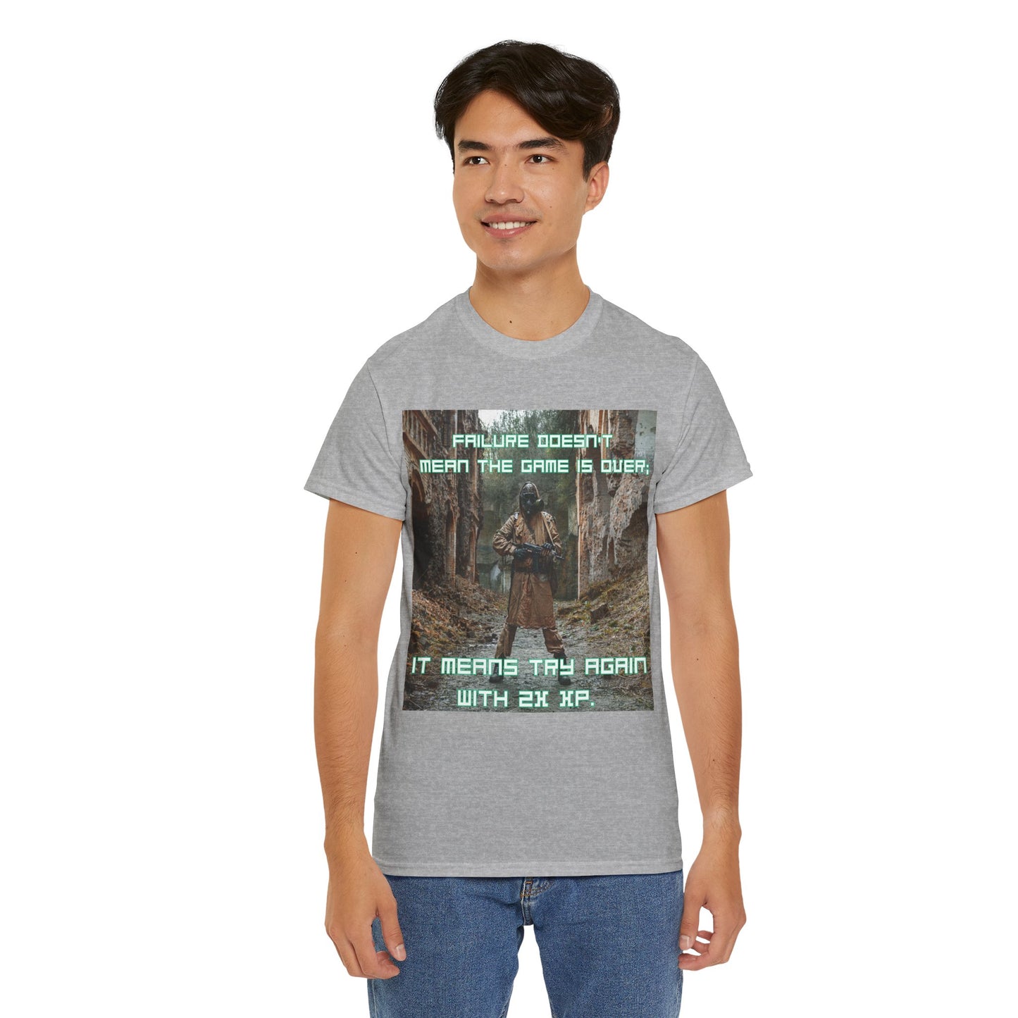 Gamer Motivational Tee - "Failure Doesn't Mean The Game Is Over" Retro RPG Graphic Shirt