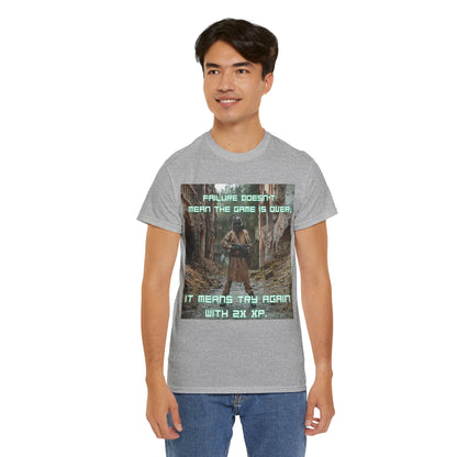Gamer Motivational Tee - "Failure Doesn't Mean The Game Is Over" Retro RPG Graphic Shirt