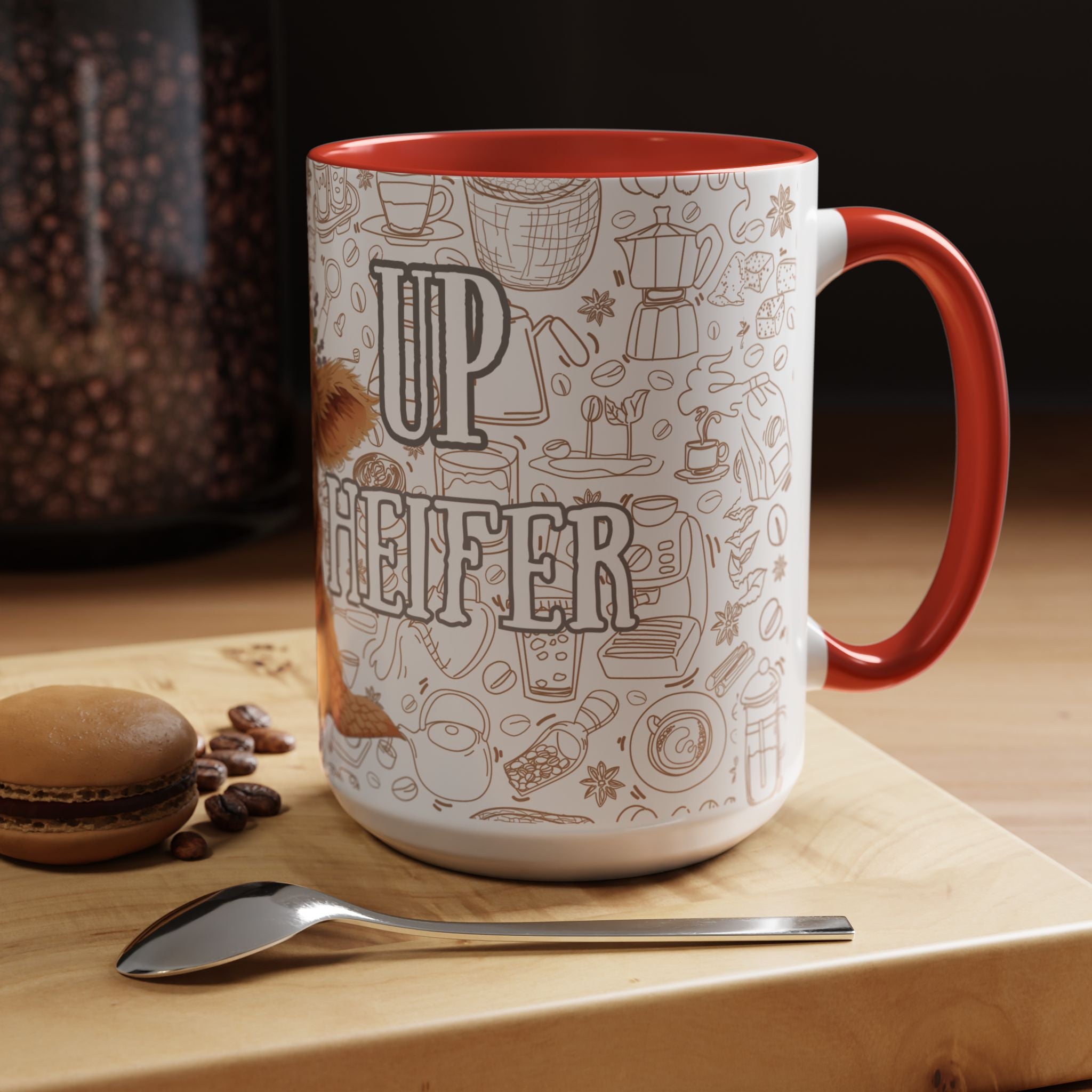 Cute Highland Cow Coffee Mug - Heffier Wake Up! Perfect Gift for Animal Lovers, Cute Mug, Kitchen Decor, Cozy Coffee Cup, Gift for Cow Lovers