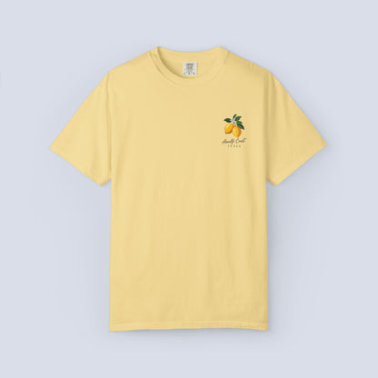 Amalfi Coast Lemon Capri Postcard T-Shirt, Front and Back Design, Comfort Colors 1717, sizes S-4X