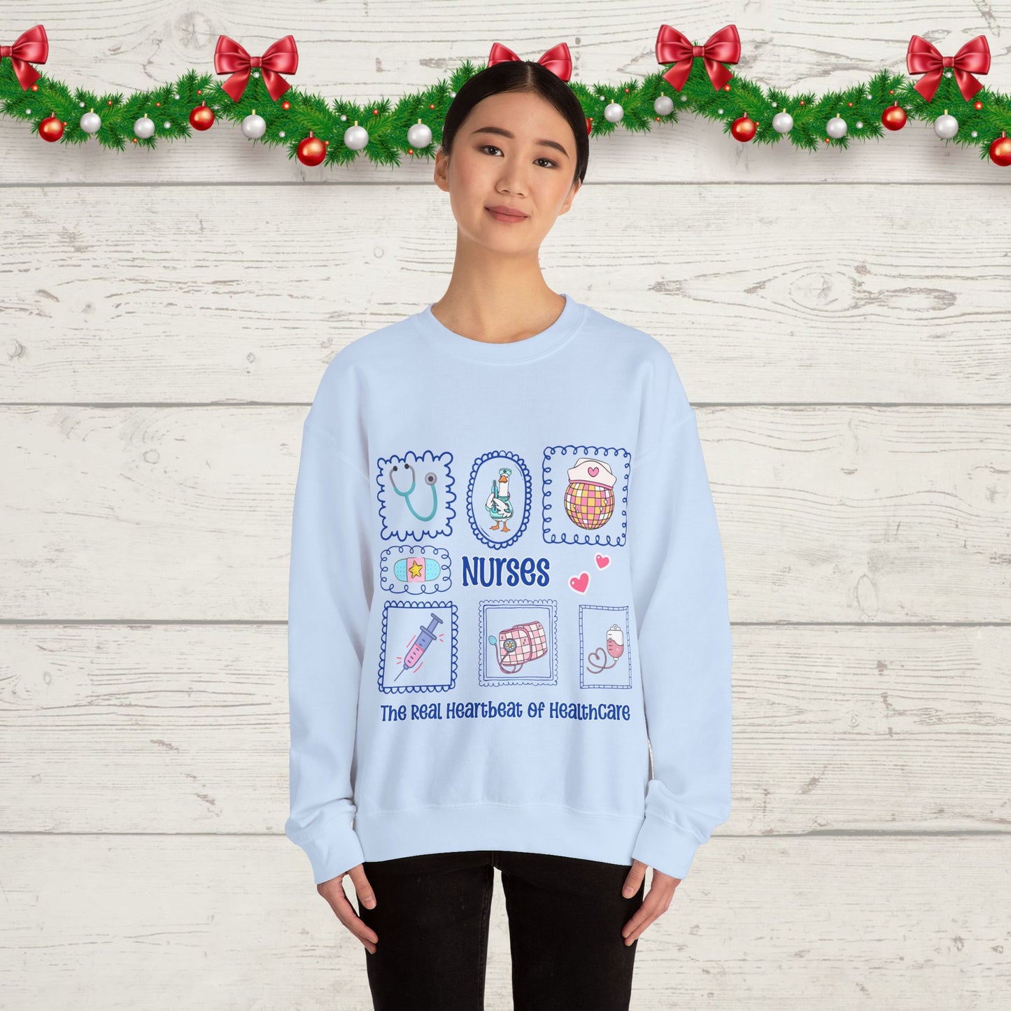 Nurses Heartbeat of Healthcare Sweatshirt – Cute Medical Worker Crewneck, Nurse Appreciation Gift, Healthcare Hero Pullover
