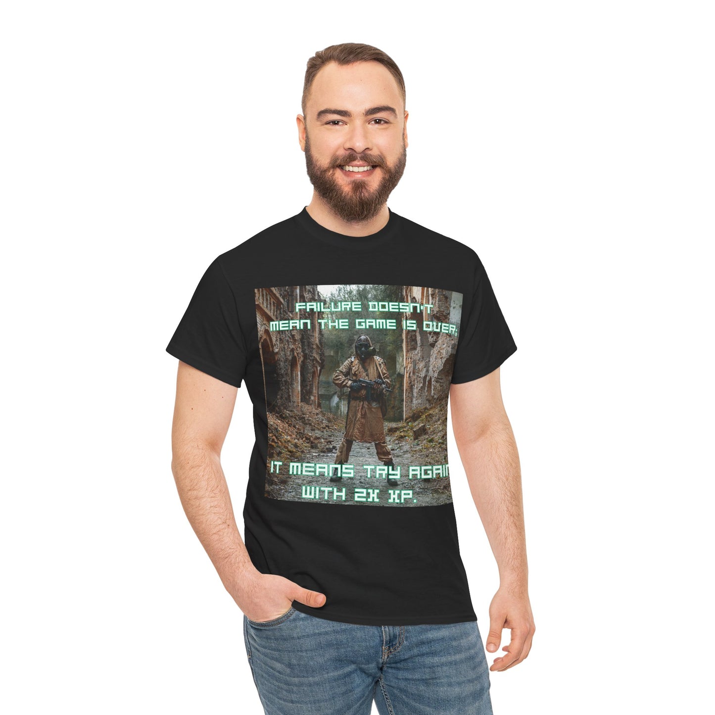 Gamer Motivational Tee - "Failure Doesn't Mean The Game Is Over" Retro RPG Graphic Shirt