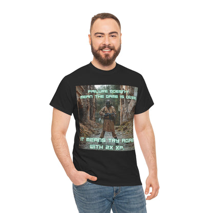Gamer Motivational Tee - "Failure Doesn't Mean The Game Is Over" Retro RPG Graphic Shirt