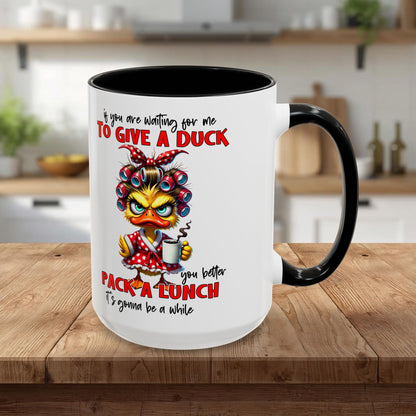 Funny 'To Give a Duck' Accent Coffee Mug – Pack-a-Lunch Sarcastic Gift (11/15oz)