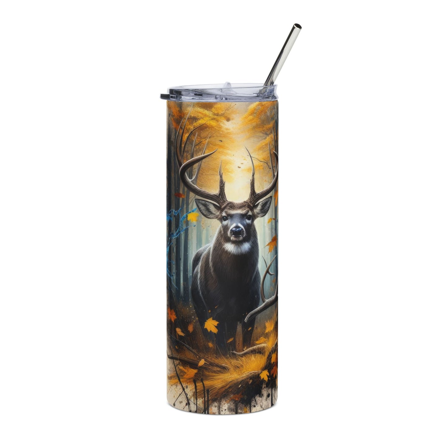 Bass Leaping 20oz Stainless Steel Tumbler — 360 Fishing Art, Insulated Travel Cup