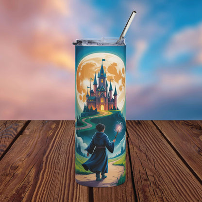 Wizard Castle 20oz Skinny Tumbler | Steampunk Fantasy Insulated Cup