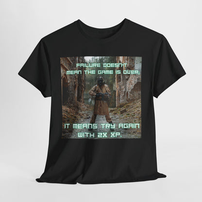 Gamer Motivational Tee - "Failure Doesn't Mean The Game Is Over" Retro RPG Graphic Shirt