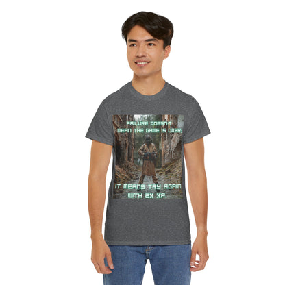 Gamer Motivational Tee - "Failure Doesn't Mean The Game Is Over" Retro RPG Graphic Shirt