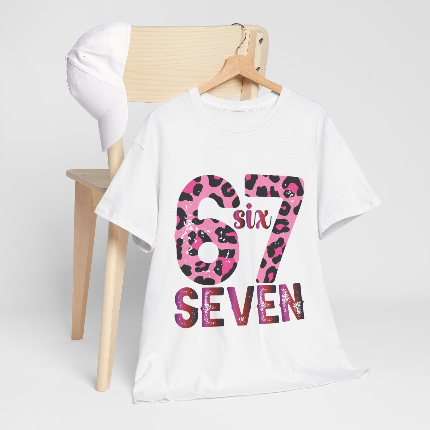 67 Seven Pink Leopard Print Tee — Birthday Number Shirt