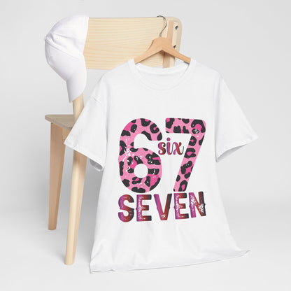 67 Seven Pink Leopard Print Tee — Birthday Number Shirt
