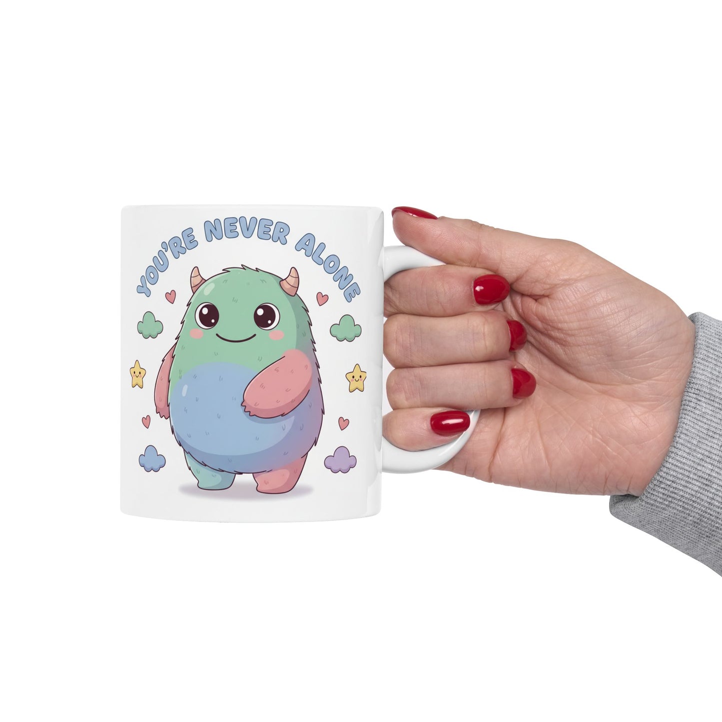 You’re Never Alone Mug – Cute Comfort Creature Ceramic Mug, Encouraging Gift Cup