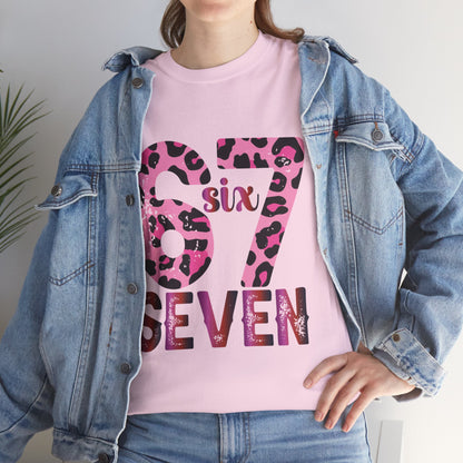 67 Seven Pink Leopard Print Tee — Birthday Number Shirt