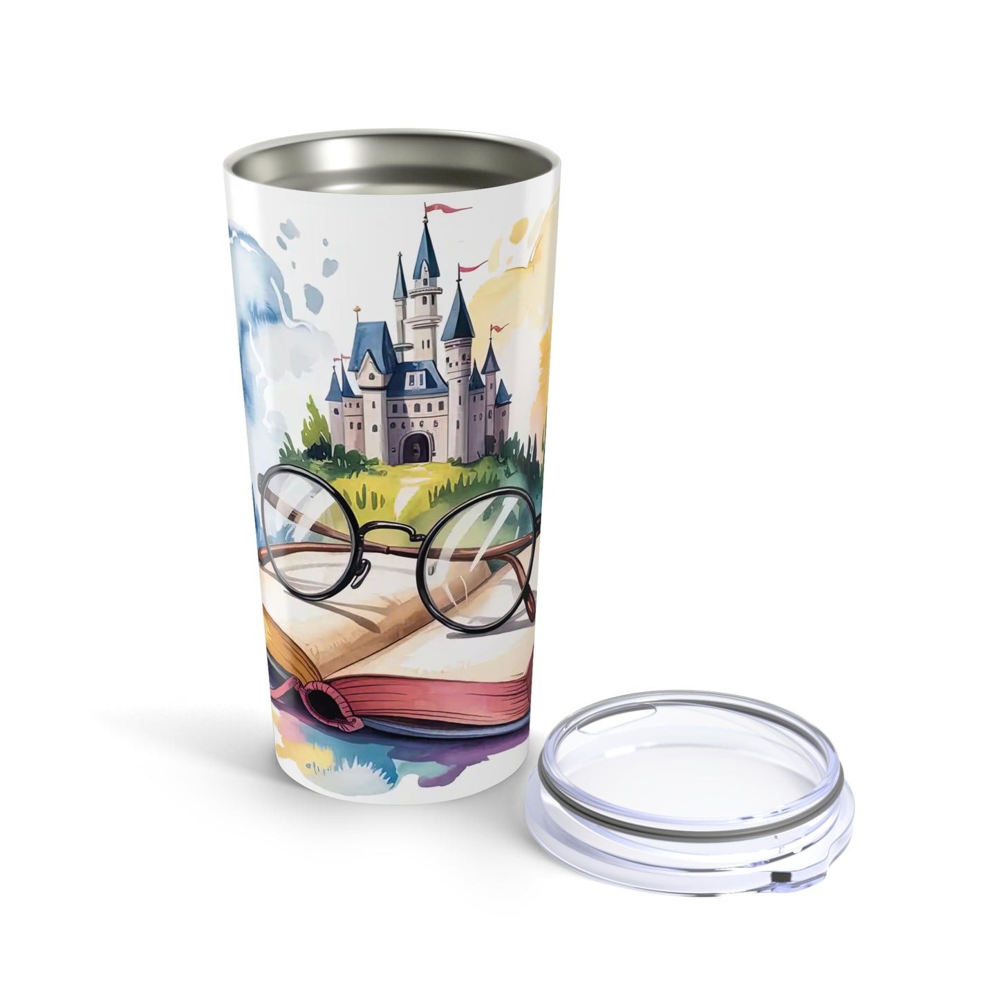 Fantasy Wizard Book Lover Tumbler – 20oz Castle Reading Stainless Steel Travel Cup