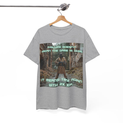 Gamer Motivational Tee - "Failure Doesn't Mean The Game Is Over" Retro RPG Graphic Shirt