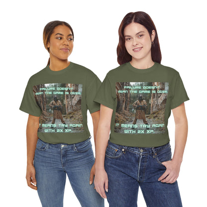 Gamer Motivational Tee - "Failure Doesn't Mean The Game Is Over" Retro RPG Graphic Shirt