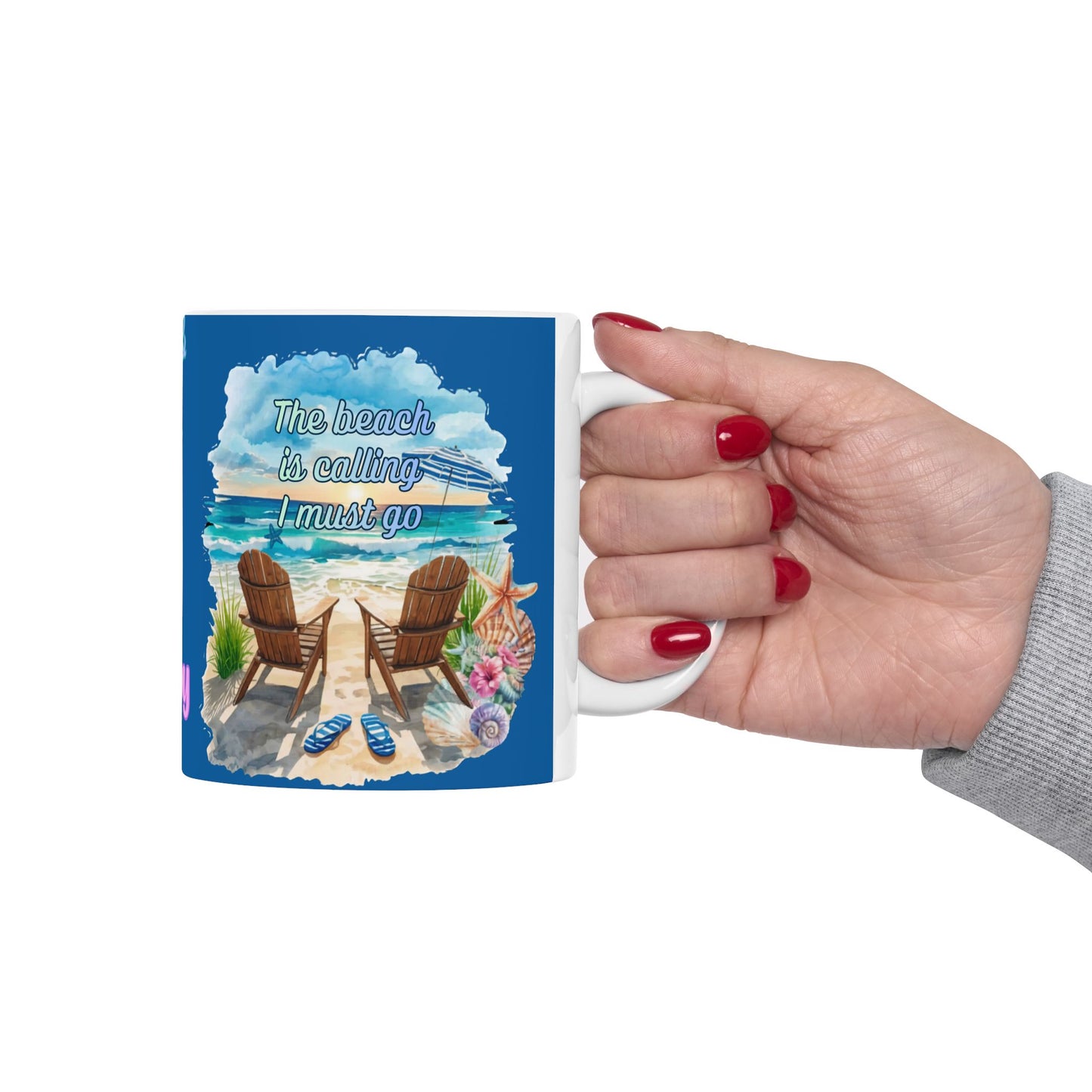 Beach-Themed Ceramic Mug - "Salt & Sun Are My Therapy" (11oz/15oz)