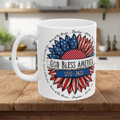 God Bless America Ceramic Mug — Patriotic 4th of July Coffee Cup (11oz & 15oz)