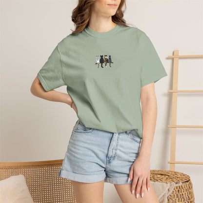 Embroidered Comfort Colors Cat T-Shirt — Cute Cat Patch Tee