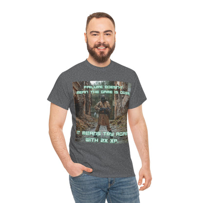 Gamer Motivational Tee - "Failure Doesn't Mean The Game Is Over" Retro RPG Graphic Shirt