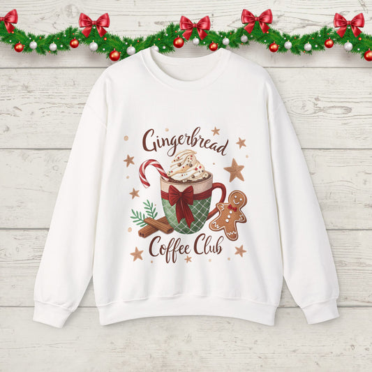 Gingerbread Coffee Club Christmas Sweatshirt – Cozy Holiday Latte Sweater, Festive Gingerbread Pullover, Winter Coffee Lover Gift