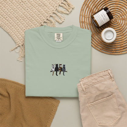 Embroidered Comfort Colors Cat T-Shirt — Cute Cat Patch Tee