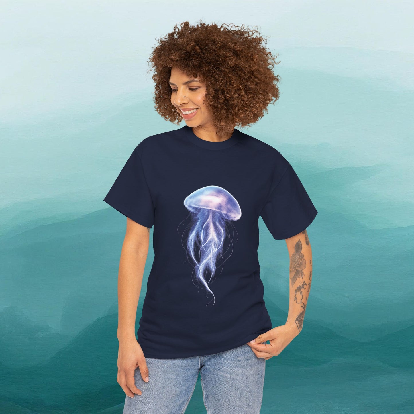 Bioluminescent Jellyfish T-Shirt | Glow Ocean Tee | Vaporwave Aesthetic | Gildan 5000