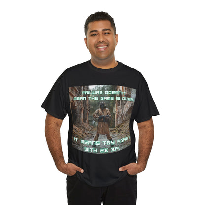 Gamer Motivational Tee - "Failure Doesn't Mean The Game Is Over" Retro RPG Graphic Shirt