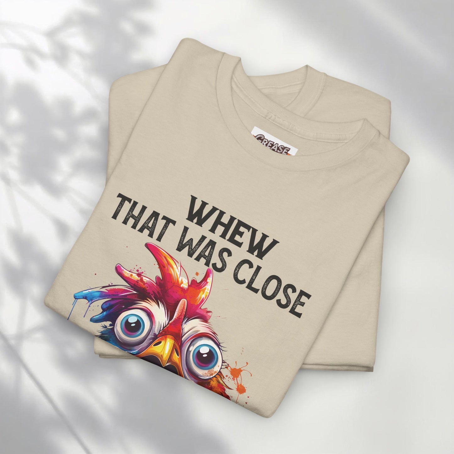 Funny Introvert Rooster T-Shirt | “Whew That Was Close I Almost Had to Socialize” Graphic Tee | Sarcastic Chicken Shirt
