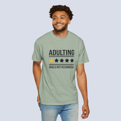 Adulting Would Not Recommend Funny 1-Star Review T-Shirt