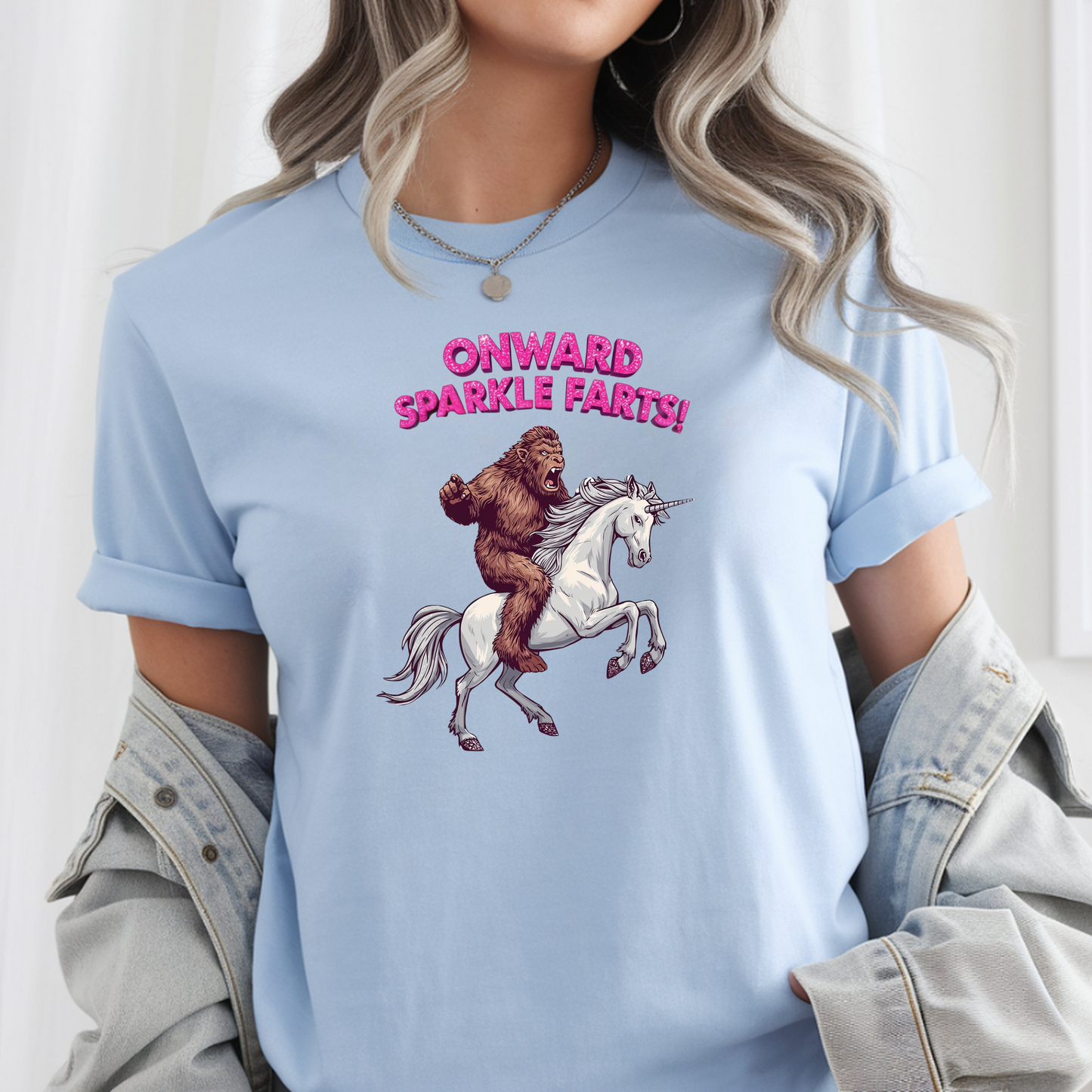 Onward Sparkle Farts Bigfoot Unicorn T-Shirt | Funny Graphic Tee | Gildan 5000