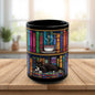 Black Cat Stained Glass Mug – Colorful Gothic Cat Coffee Mug, Artistic Cat Lover Gift, Vibrant Mosaic Cat Cup (11oz & 15oz)