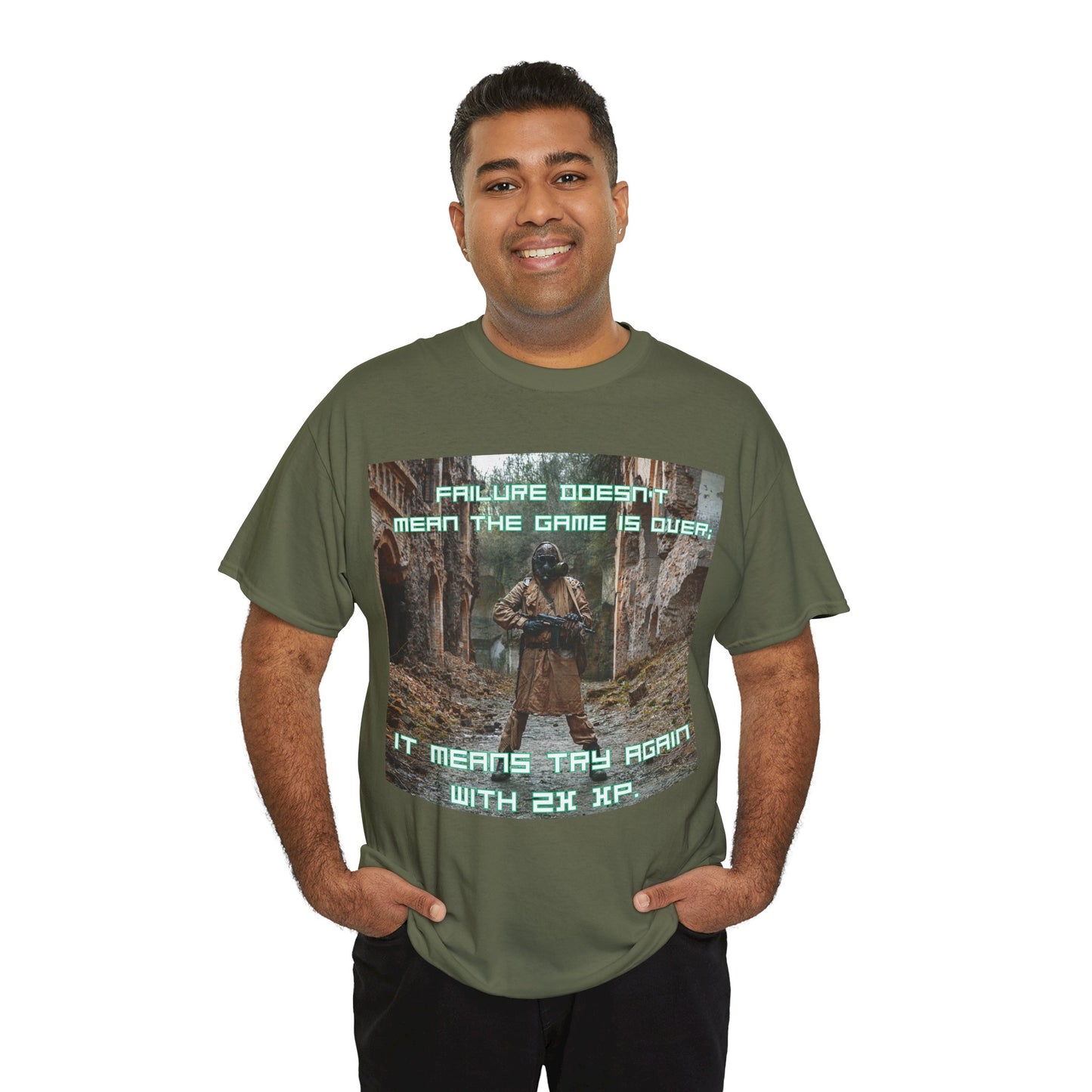 Gamer Motivational Tee - "Failure Doesn't Mean The Game Is Over" Retro RPG Graphic Shirt