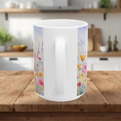 Pastel Meadow Floral Ceramic Mug — "Sip Slowly and Let the Day Unfurl"