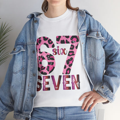 67 Seven Pink Leopard Print Tee — Birthday Number Shirt