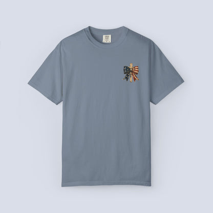 Patriotic God Bless America T-Shirt — Est. 1776 Flag Bow Tee