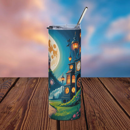 Wizard Castle 20oz Skinny Tumbler | Steampunk Fantasy Insulated Cup