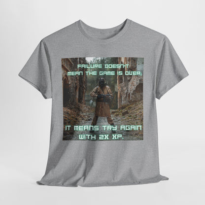 Gamer Motivational Tee - "Failure Doesn't Mean The Game Is Over" Retro RPG Graphic Shirt