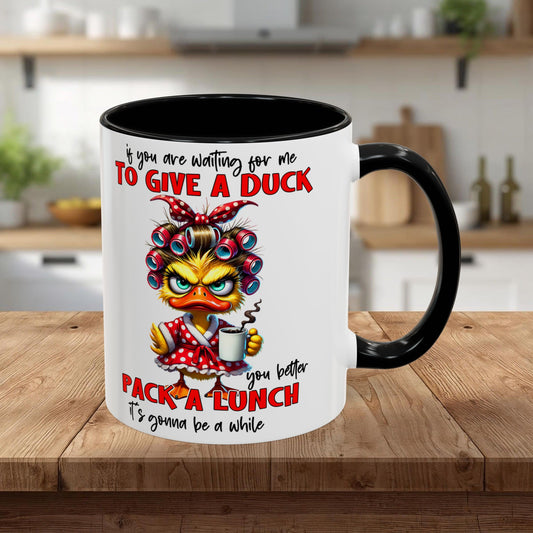 Funny 'To Give a Duck' Accent Coffee Mug – Pack-a-Lunch Sarcastic Gift (11/15oz)
