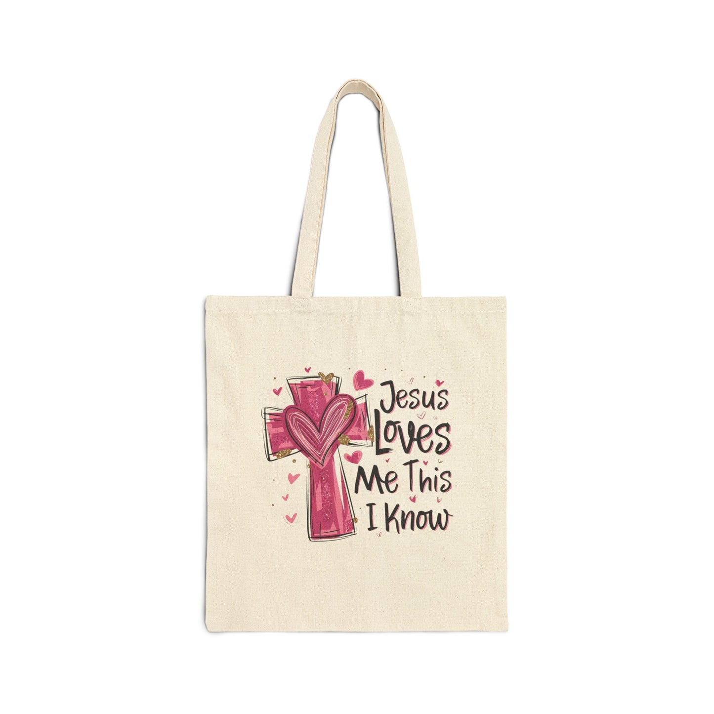 Jesus Loves Me Canvas Tote Bag – Faith Cross Heart Grocery & Church Shopper
