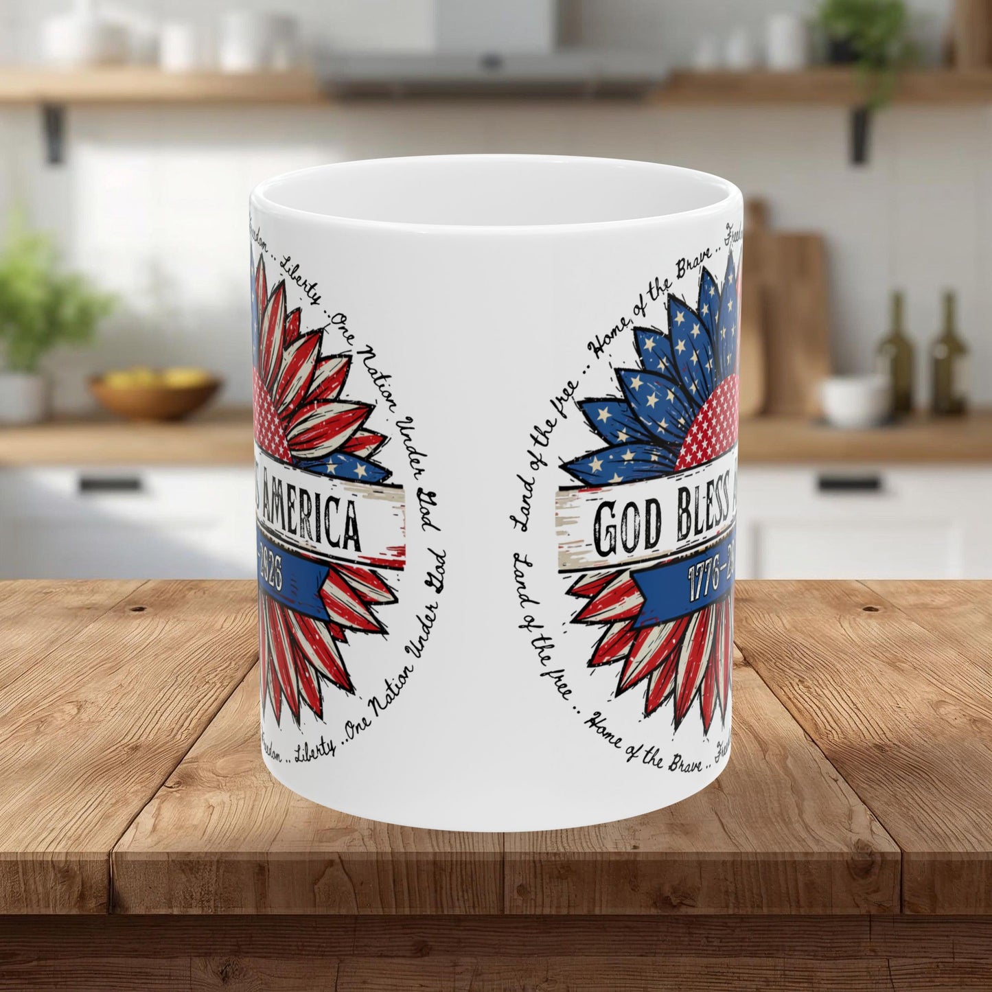 God Bless America Ceramic Mug — Patriotic 4th of July Coffee Cup (11oz & 15oz)